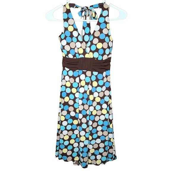 Speechless Dresses & Skirts - Speechless Dress Womens Medium Brown Colorful Polka Dot Mini Halter Open Back